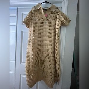 Dressed in LaLa Original: Soul Stuff Knit Dress + Slip in Tan. Size XL